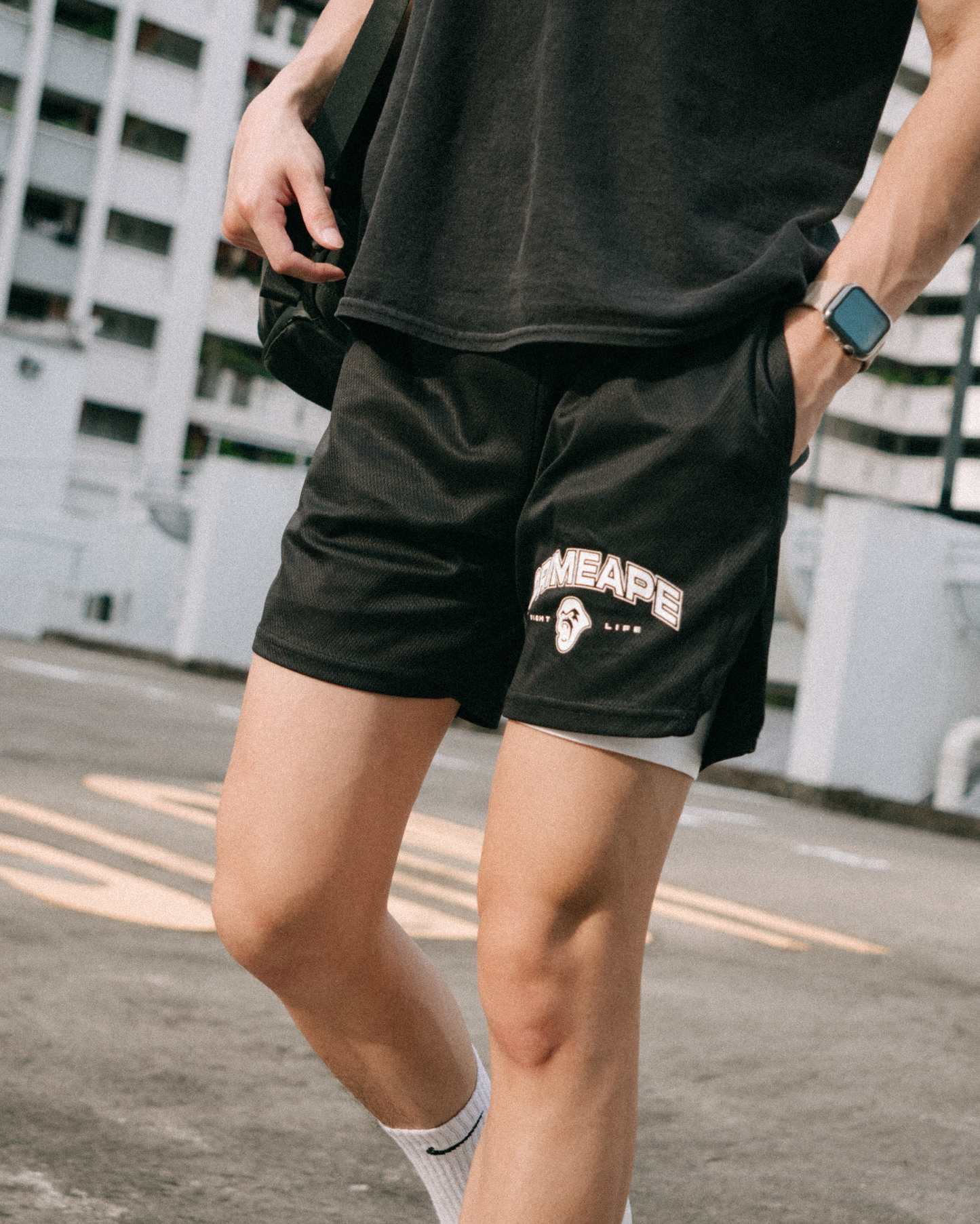 'Fight Life' Mesh 2-in-1 shorts